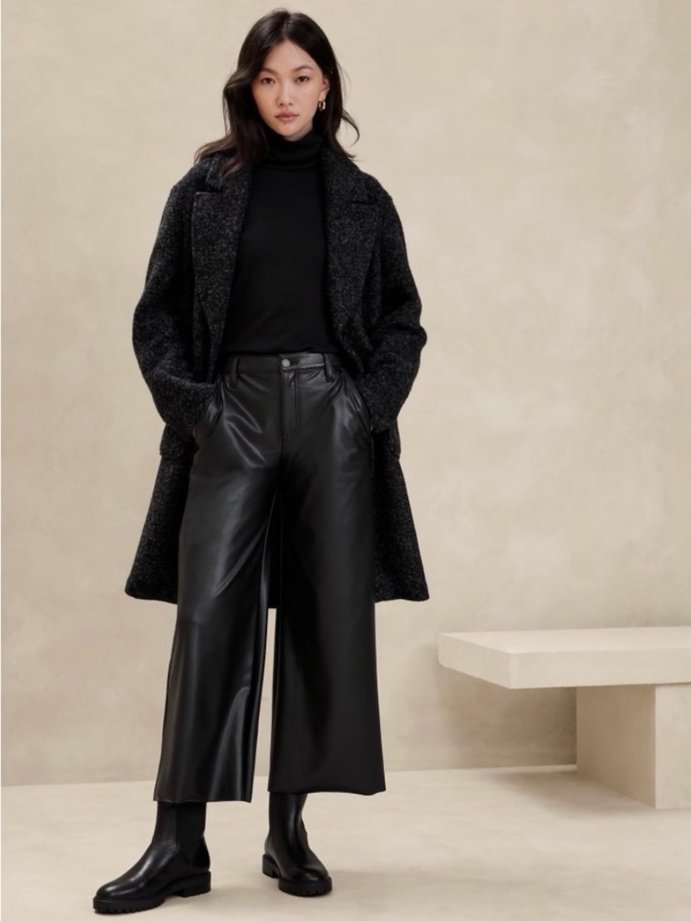 NWT Banana Republic Factory Vegan Leather Wide Leg Pants